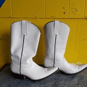 White leather cowboy boots